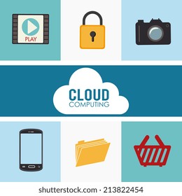 Technology design over white and blue  background, vector illustration
