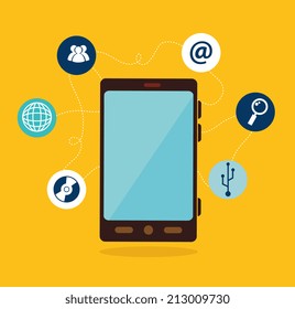 Technology design over yellow background, vector illustration