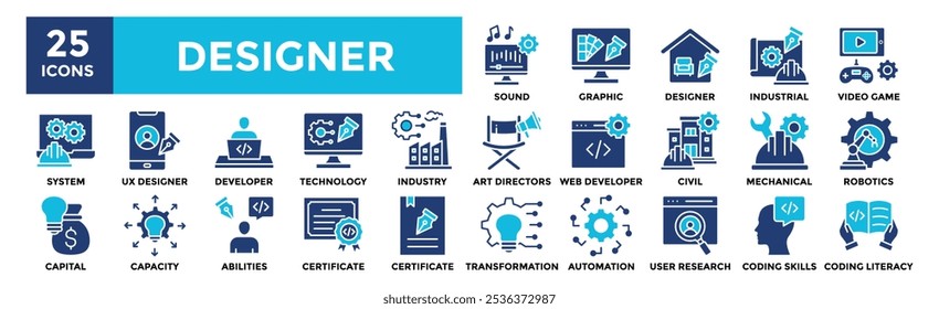Technology Design and Programming icon collection set. Containing design design, technology, application, digital, web	