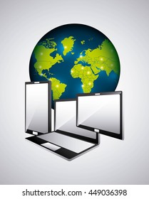 Technology design represented by smartphone, tablet and laptop icon. Colorfull illustration. White background