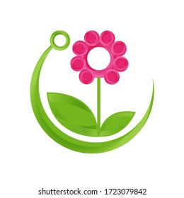 Technology design symbol with leaf and flower. Eco friendly technology symbol design in flat style. Vector illustration EPS.8 EPS.10
