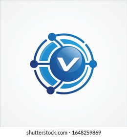 Technology design vector orbit with letter V symbol design minimalist. Letter V for your best business symbol. Vector illustration EPS.8 EPS.10