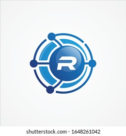 Technology design vector orbit with letter R symbol design minimalist. Letter R for your best business symbol. Vector illustration EPS.8 EPS.10
