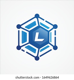 Technology design vector orbit shape hexagon with letter L symbol design minimalist. Letter L for your best business symbol. Vector illustration EPS.8 EPS.10