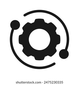 Technology development icon, innovation concept, system integration, software business, technical support, smart solution.