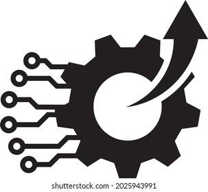 Technology development, innovation concept, system integration, software business, technical support, smart solution, vector icon.