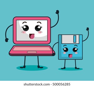 technology device character kawaii style