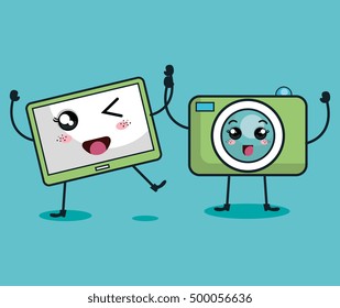 technology device character kawaii style