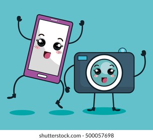 technology device character kawaii style