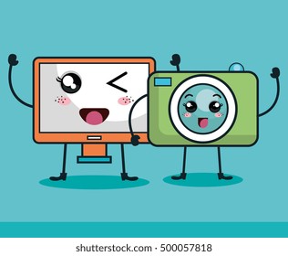 technology device character kawaii style