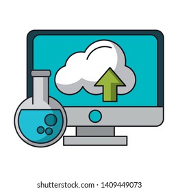 technology device computer screen working knowledge success idea cartoon vector illustration graphic design