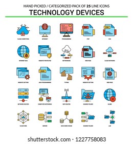 Technology Device Flat Line Icon Set - Business Concept Icons Design