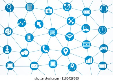 Technology device icon , Abstract blue polygonal shape