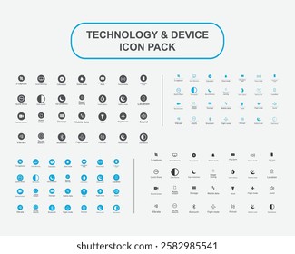 Technology And  Device Icon Pack. Electronic device icon set flat style.