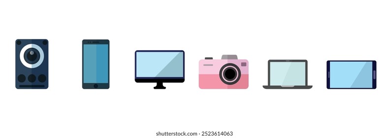 Technology device icon set illustration.home theater,mobile,monitor,camera,laptop,tablet etc smart electronics.