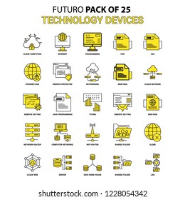Technology Device Icon Set. Yellow Futuro Latest Design icon Pack