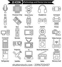 Technology And device Line Icon, Vector graphics