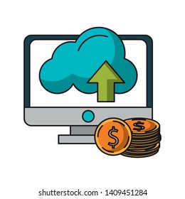 technology device saving money concept cartoon vector illustration graphic design