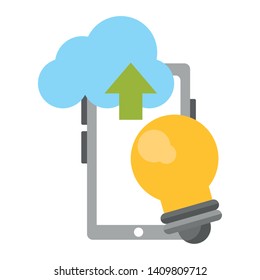 technology device smartphone working success idea cartoon vector illustration graphic design