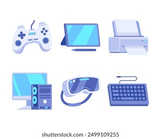 Technology device vector icon set. Gadgets, Computer, Smartphone, Game console vector icon