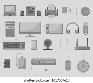 technology and devices icons set