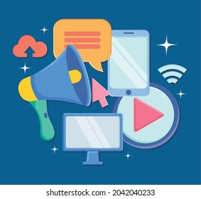 diseño de ilustración de tecnología y dispositivos