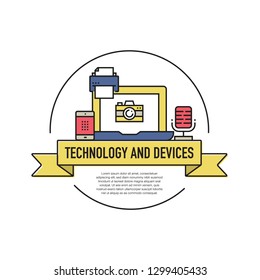 TECHNOLOGY AND DEVICES LINE ICON SET