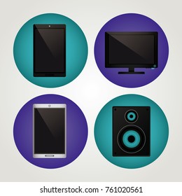 Technology devices realistic icons