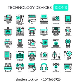 Technology Devices , Thin Line and Pixel Perfect Icons
