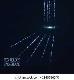 Technology digital background. Glowing grid, sci-fi interface with glowing lines, bright sparkles. Vector illustration