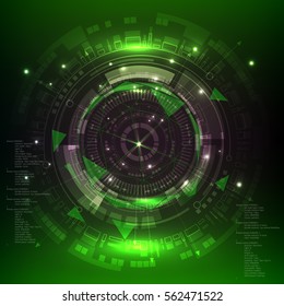 Technology digital background, green sci fi scientific design tech innovation concept background. Vector illustration.