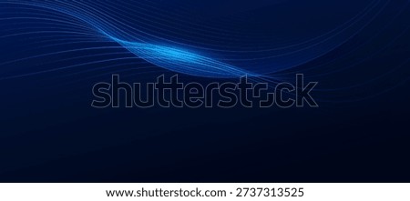 Technology Digital Blue Curved Lines Abstract Background For Landing Page