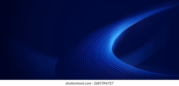 Fondo de flujo de líneas azules digitales de Tecnología, Anuncio de tecnología moderna, concepto de negocio corporativo, fondo abstracto de alta tecnología para negocios de presentación o cartel de eventos tecnológicos EPS 10