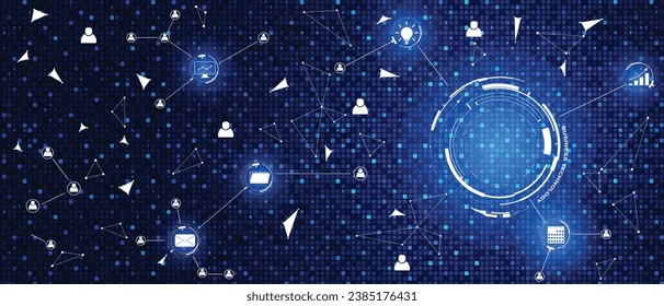 Concepto de análisis de datos de negocios y finanzas digitales de tecnología. Interfaz gráfica de marketing en línea con el vector de procesamiento de círculo hud.