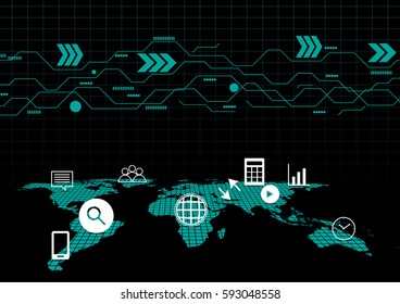 Technology digital business icon concept design some Elements of this image furnished by NASA