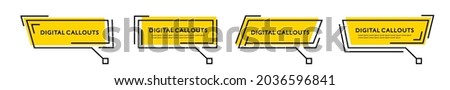 Technology digital callouts titles template. Callouts text boxes infographic template. Quote in digital frames on yellow background. Vector illustration.