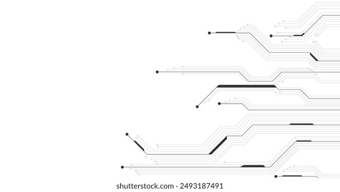 Technology digital circuit board background. Technology black circuit diagram.High-tech connection system on a white background.	