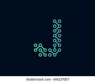 Technology Digital Circuit Letter J Icon Logo Design Element