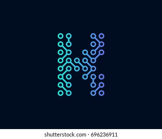 Technology Digital Circuit Letter K Icon Logo Design Element