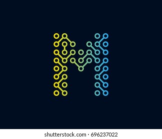 Technology Digital Circuit Letter M Icon Logo Design Element