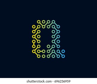 Technology Digital Circuit Letter Q Icon Logo Design Element