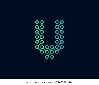 Technology Digital Circuit Letter V Icon Logo Design Element