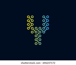 Technology Digital Circuit Letter Y Icon Logo Design Element