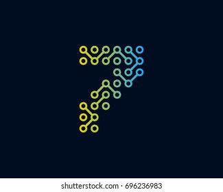 Technology Digital Circuit Number 7 Icon Logo Design Element