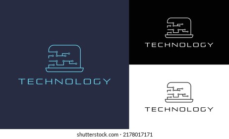 Technology digital Circuit vector design illustration. Computing Tech logo icon template