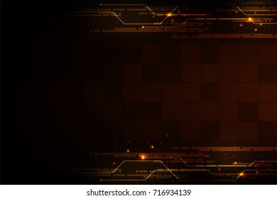 Technology in digital concept on a dark orange background.