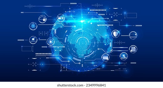 Technology digital cyber security of global network data communication concept vector.