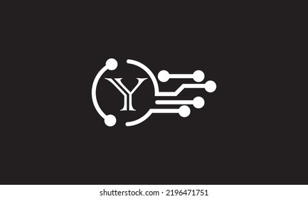 Technology and digital data logo design vector with letter Y