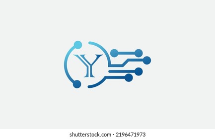 Technology and digital data logo design vector with letter Y