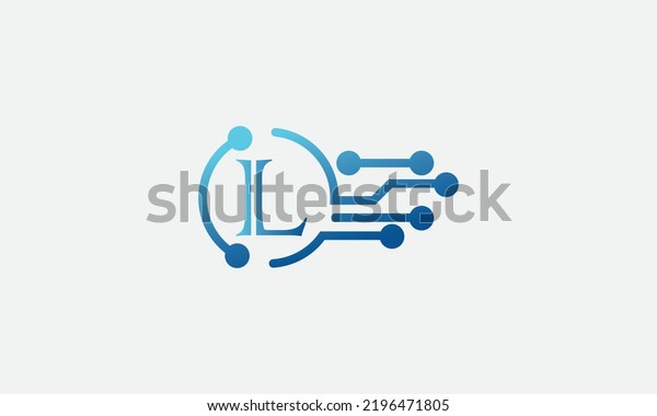 Technology and digital data logo design vector with\
letter L